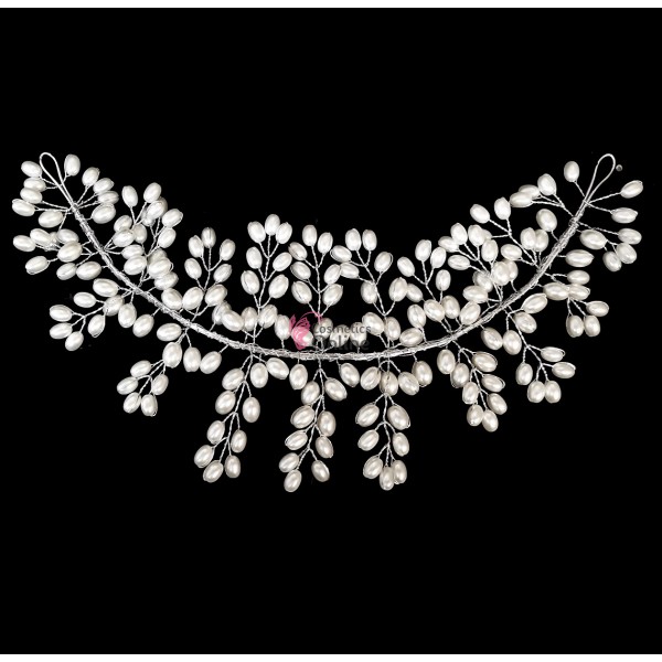 Accesoriu modern pentru decor par CA065 cu perle + 2 Agrafe